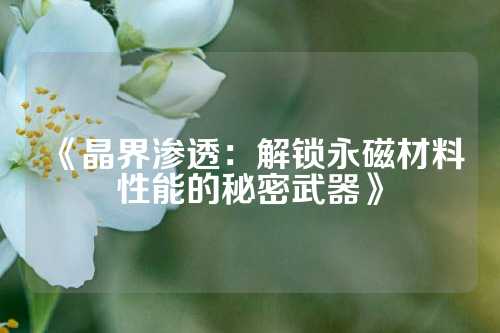 《晶界渗透：解锁永磁材料性能的秘密武器》