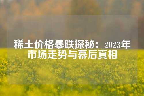 稀土价格暴跌探秘：2023年市场走势与幕后真相